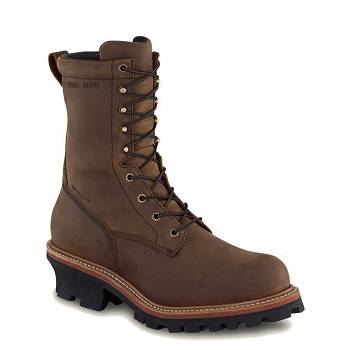 Red Wing Férfi LoggerMax 9-inch Safety Toe Vízálló Bakancs Barna